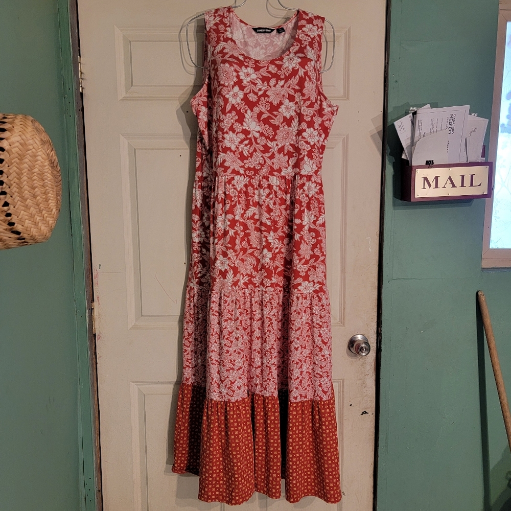 Floral Red Sleeveless Dress